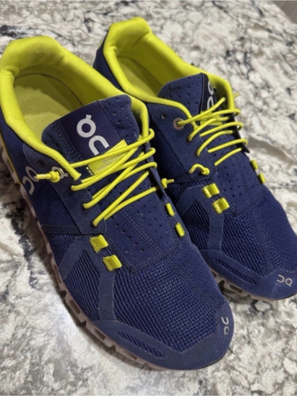 On Running women’s Navy and Neon Yellow Athletic Sneakers